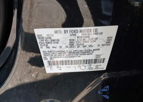 2013 Ford Edge Sport z USA, uszkodzony, nr VIN 2FMDK3AK6DBB85734